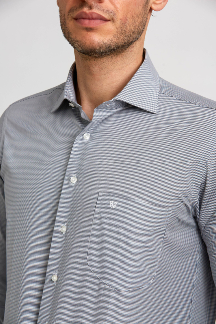Regular Fit Gri İtalyan Kumaş Erkek Gömlek - 4