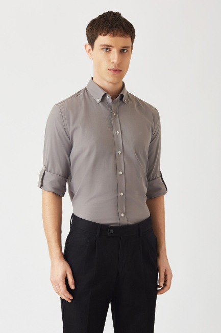 Regular Fit Gri Spor Erkek Gömlek - 1