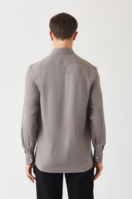 Regular Fit Gri Spor Erkek Gömlek - 2