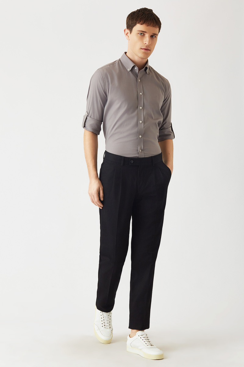Regular Fit Gri Spor Erkek Gömlek - 4