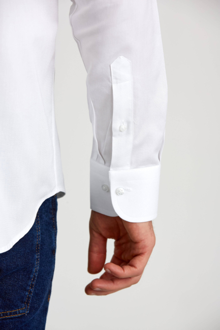 Regular Fit İtalyan Yaka Beyaz Basic Erkek Gömlek - 3