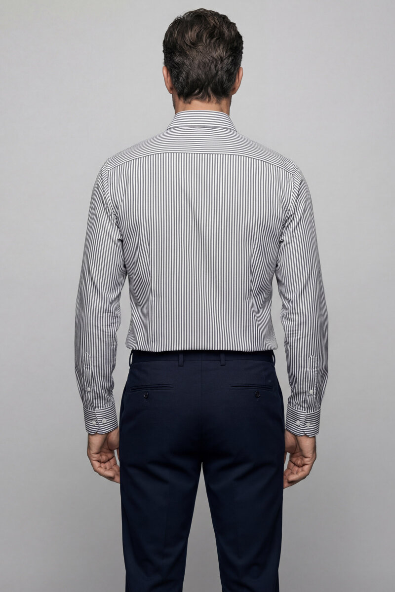 Regular Fit İtalyan Yaka Cepsiz Pamuk Yeşil Erkek Gömlek - 2