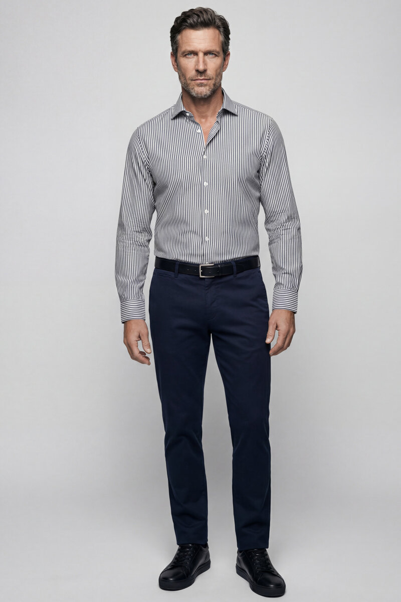 Regular Fit İtalyan Yaka Cepsiz Pamuk Yeşil Erkek Gömlek - 5