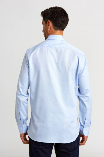 Regular Fit İtalyan Yaka Mavi Basic Erkek Gömlek - 5