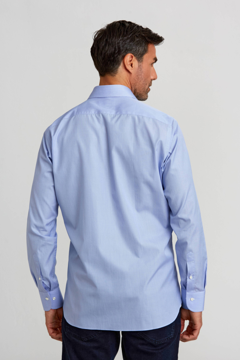 Regular Fit İtalyan Yaka Mavi Erkek Gömlek - 2