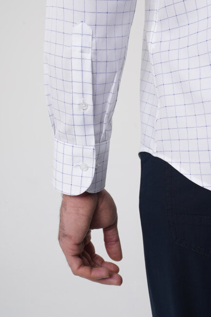 Regular Fit İtalyan Yaka Pamuk Lacivert Erkek Gömlek - 8