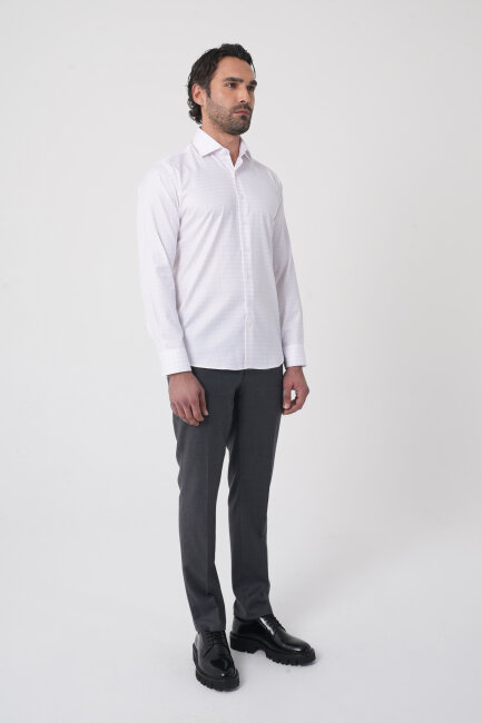 Regular Fit İtalyan Yaka Pamuk Pembe Erkek Gömlek - 4