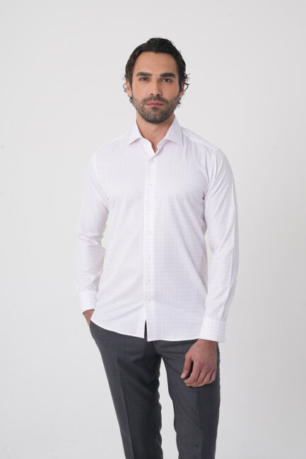 Regular Fit İtalyan Yaka Pamuk Pembe Erkek Gömlek (1)