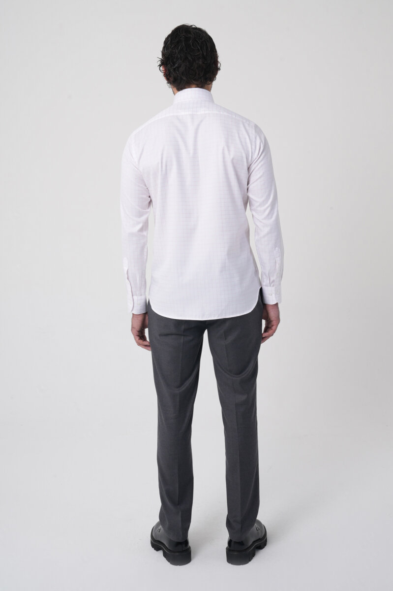 Regular Fit İtalyan Yaka Pamuk Pembe Erkek Gömlek - 5