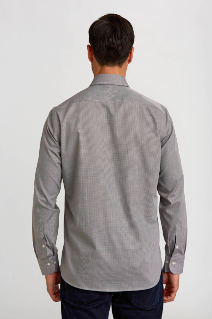 Regular Fit Kahve İtalyan Yaka Klasik Erkek Gömlek - 2