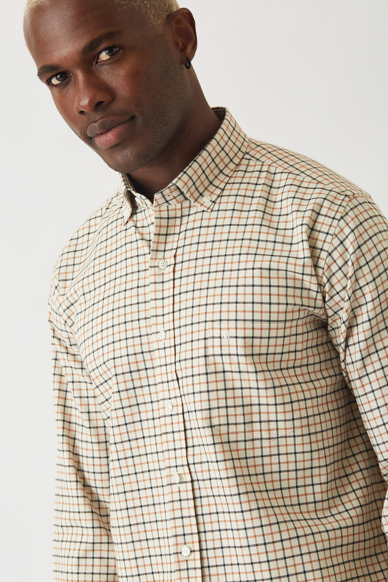 Regular Fit Kahve Paşa Yaka Spor Erkek Gömlek - 3