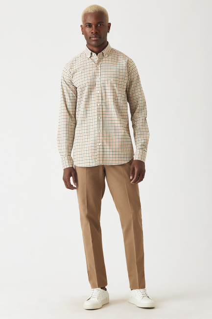 Regular Fit Kahve Paşa Yaka Spor Erkek Gömlek - 4