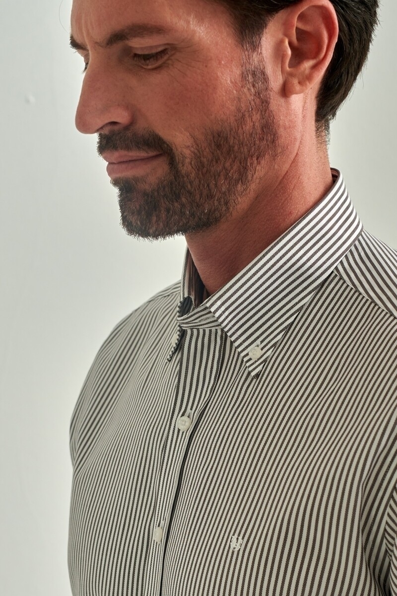 Regular Fit Kahve Uzun Kollu Spor Erkek Gömlek - 3