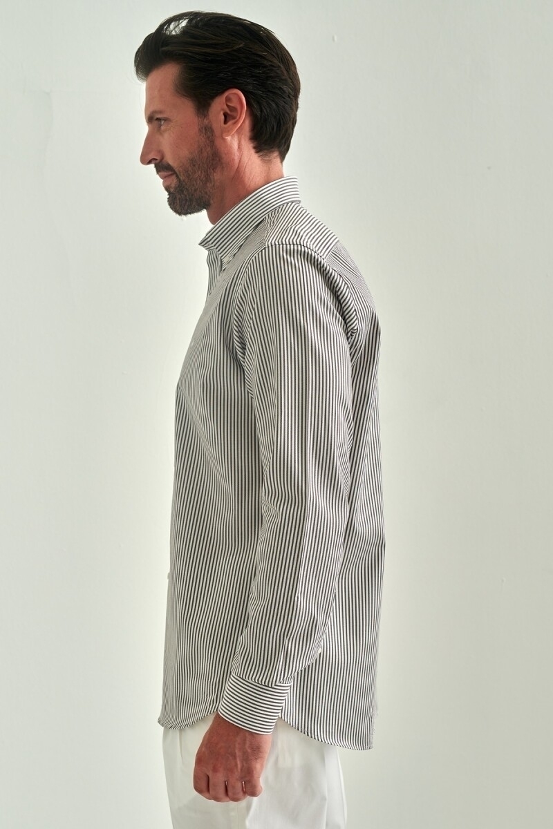 Regular Fit Kahve Uzun Kollu Spor Erkek Gömlek - 4