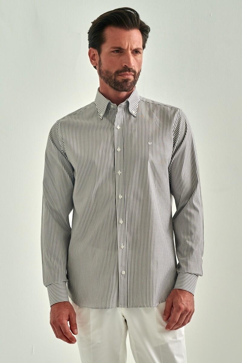 Regular Fit Kahve Uzun Kollu Spor Erkek Gömlek - 5