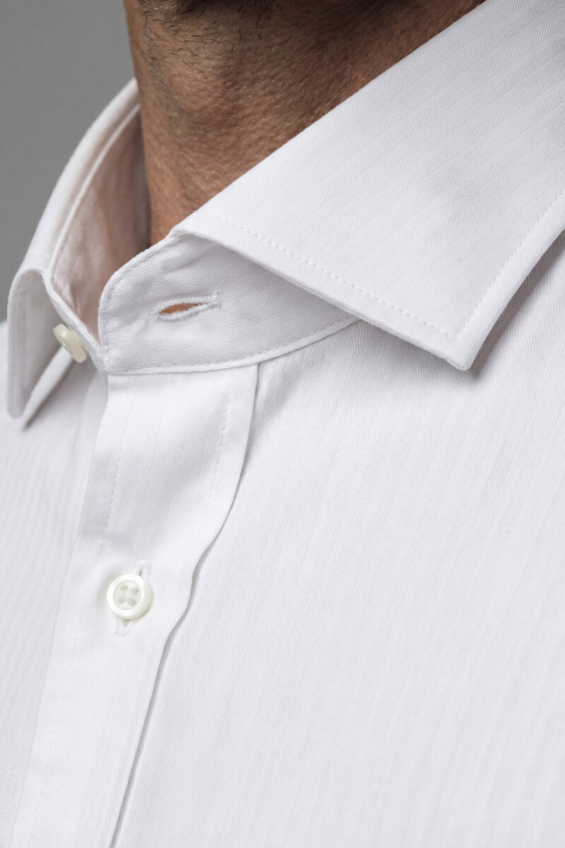 Regular Fit Kapalı Yaka Pamuk Beyaz Erkek Gömlek - 3