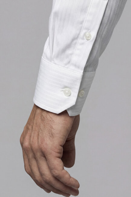 Regular Fit Kapalı Yaka Pamuk Beyaz Erkek Gömlek - 5