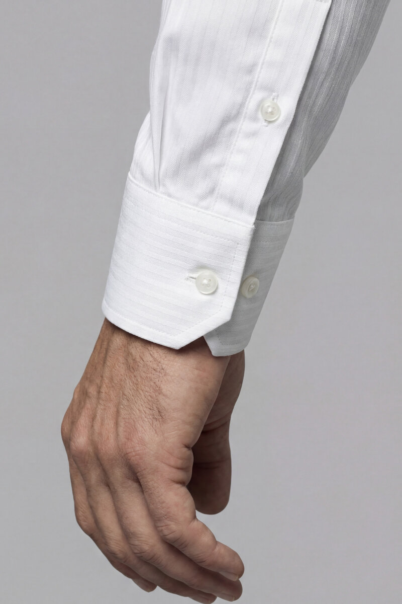 Regular Fit Kapalı Yaka Pamuk Beyaz Erkek Gömlek - 5