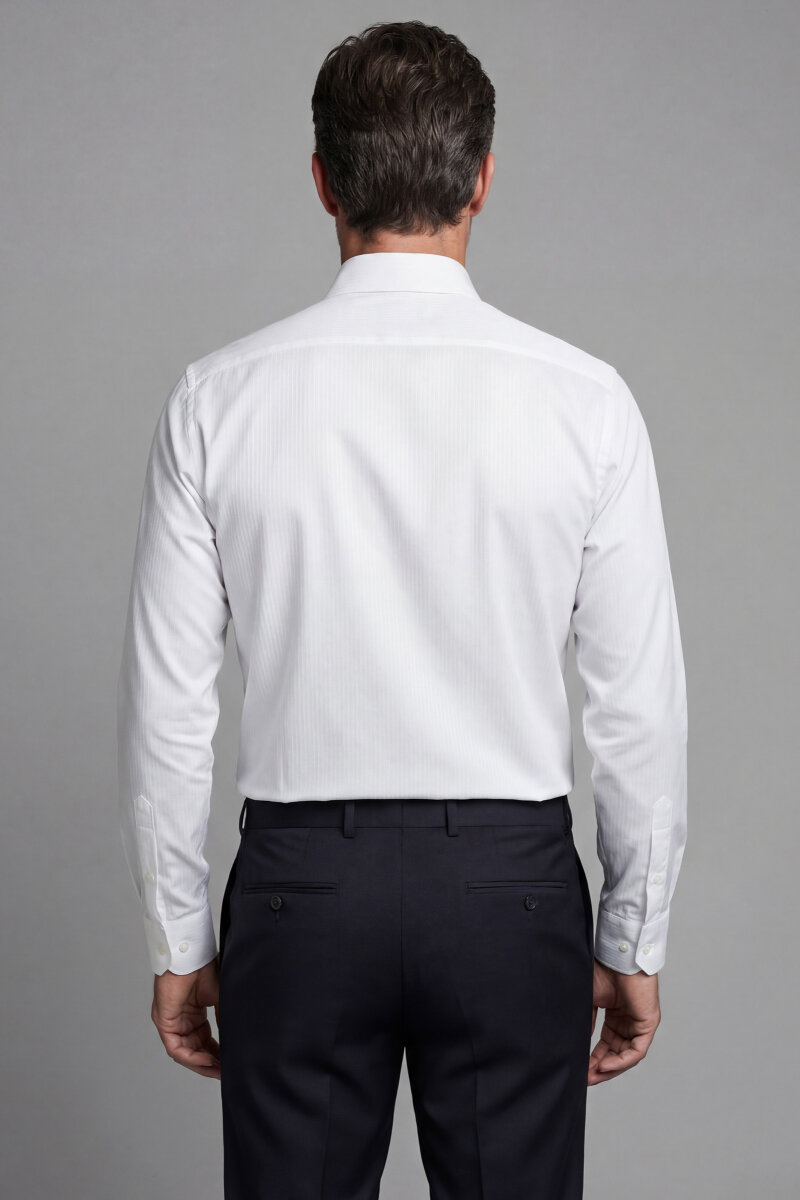 Regular Fit Kapalı Yaka Pamuk Beyaz Erkek Gömlek - 2