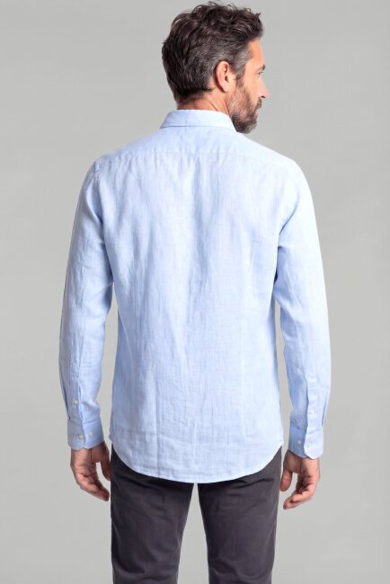 Regular Fit Keten Mavi Erkek Gömlek - 2