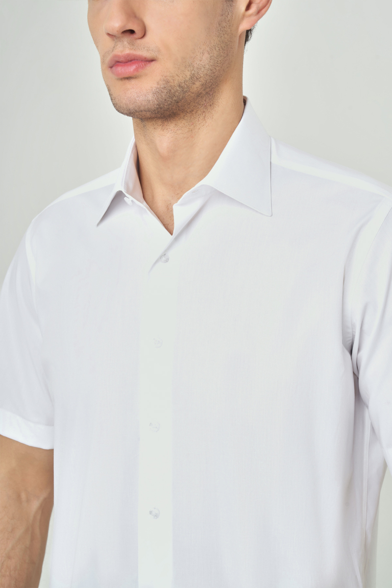 Regular Fit Kısa Kollu Beyaz Spor Erkek Gömlek - 3