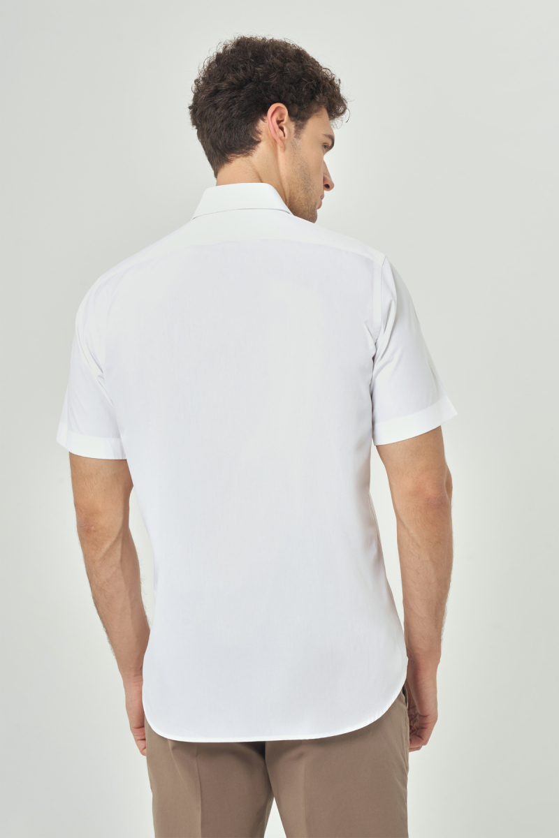 Regular Fit Kısa Kollu Beyaz Spor Erkek Gömlek - 2