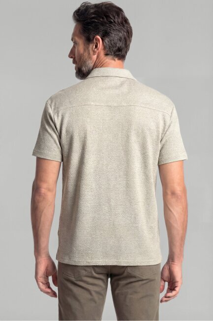 Regular Fit  Kısa Kollu Örme Cepsiz Bej Erkek Gömlek - 2