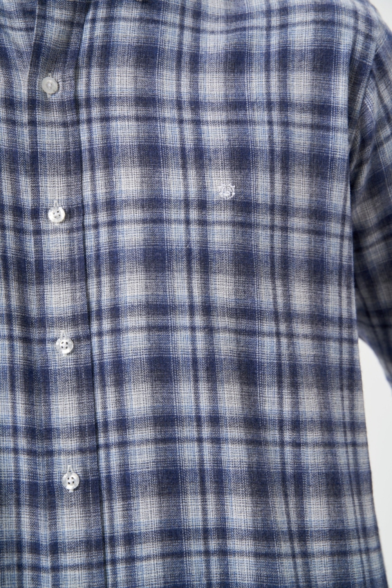 Regular Fit Kışlık Flanel Ekose Lacivert Erkek Gömlek - 3