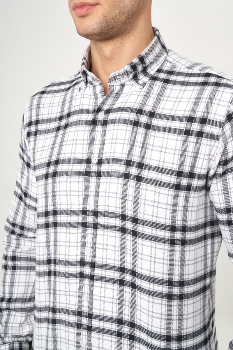 Regular Fit Kışlık Siyah Flanel Erkek Gömlek - 3