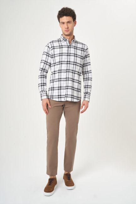 Regular Fit Kışlık Siyah Flanel Erkek Gömlek - 4