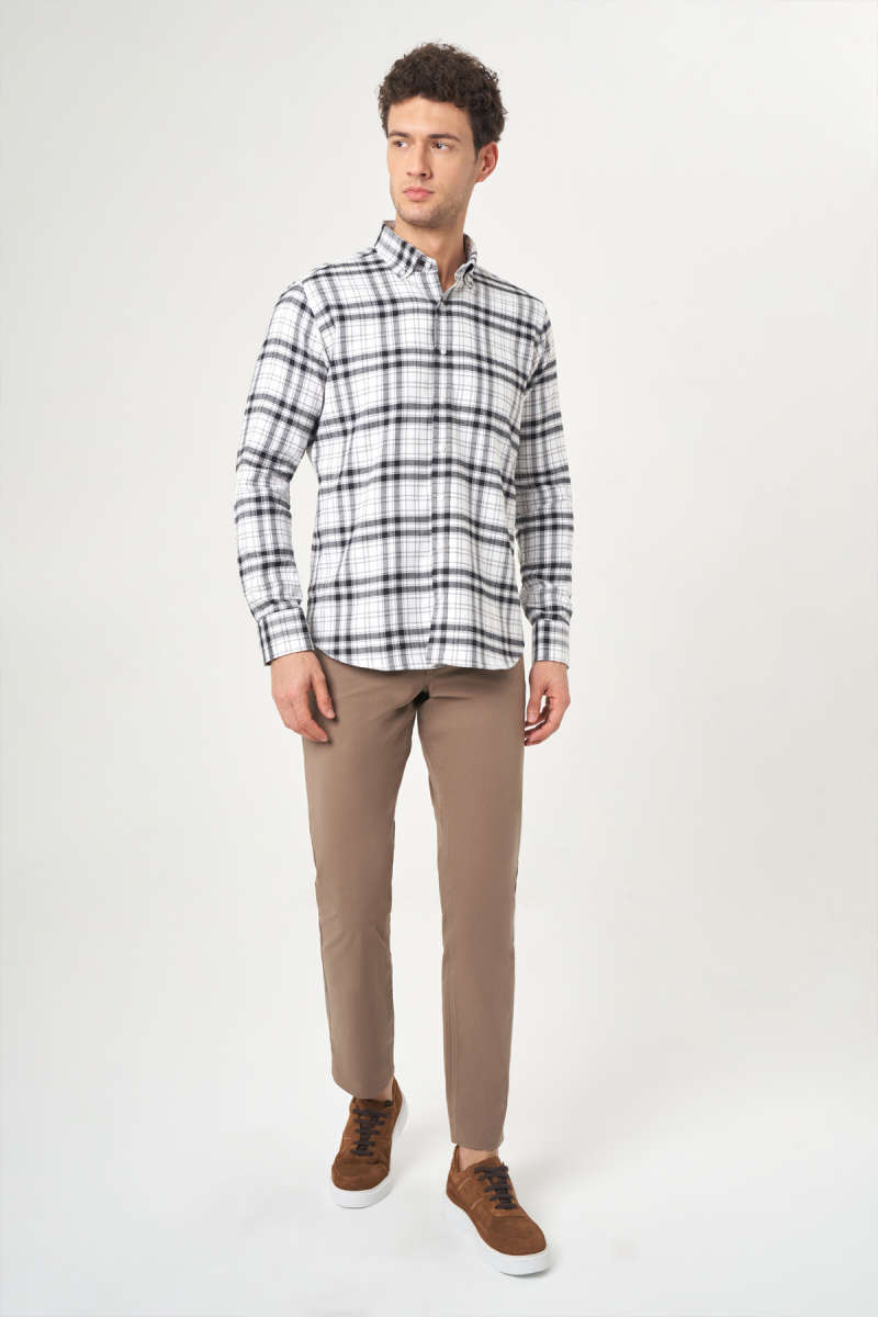 Regular Fit Kışlık Siyah Flanel Erkek Gömlek - 1