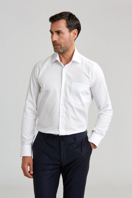 Regular Fit Klasik Beyaz Oxford Erkek Gömlek - 5