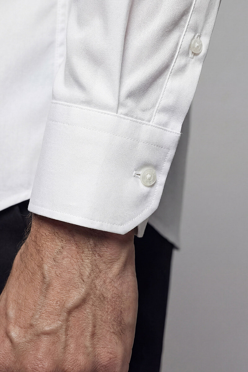 Slim Fit Klasik C Yaka Pensli Pamuk Beyaz Erkek Gömlek - 4