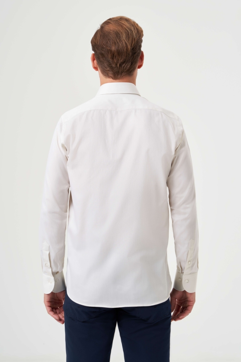 Regular Fit Klasik Ekru Erkek Gömlek - 2