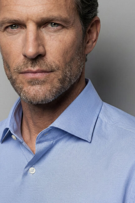 Regular Fit Klasik Erkek Pamuk Açık Mavi Gömlek - 3