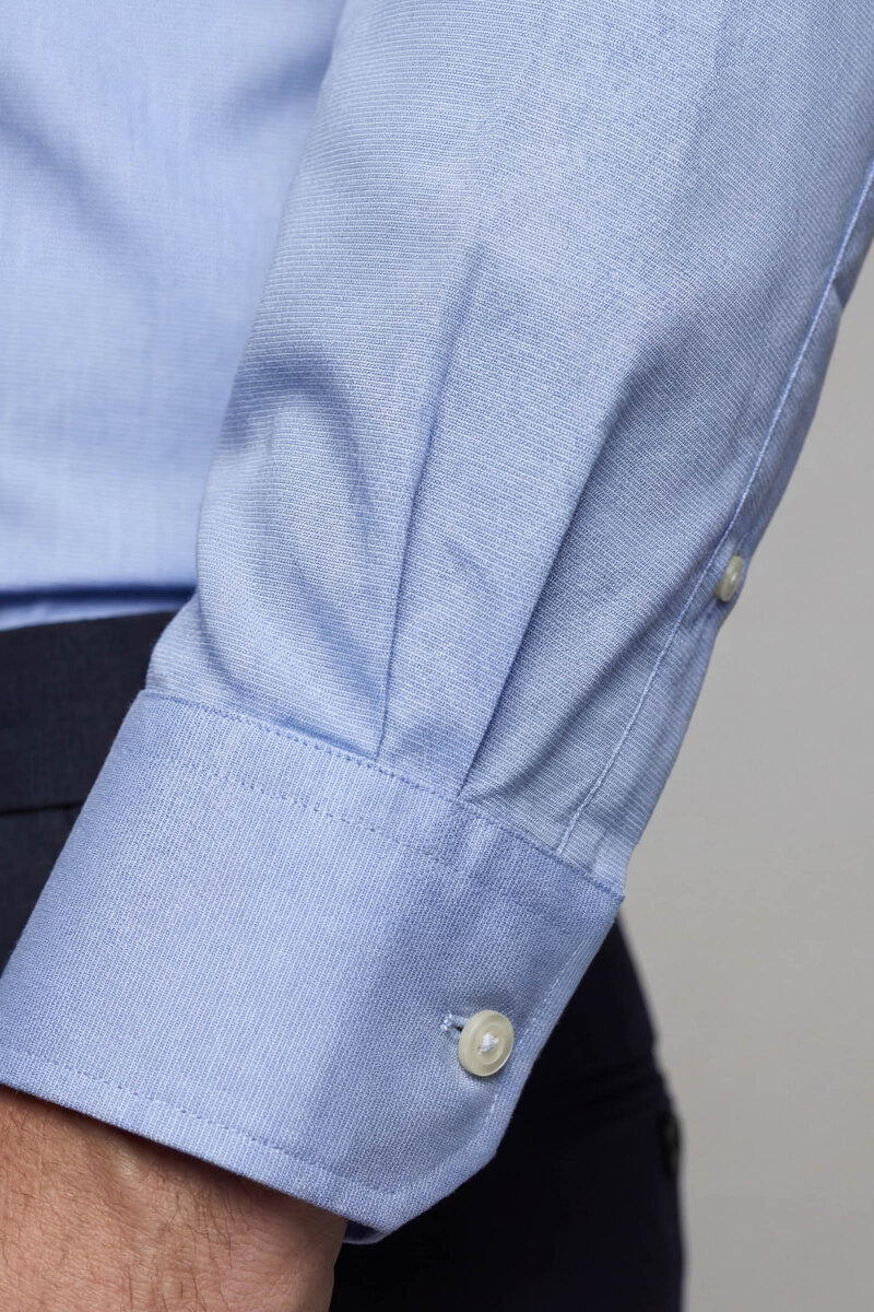 Regular Fit Klasik Erkek Pamuk Açık Mavi Gömlek - 5