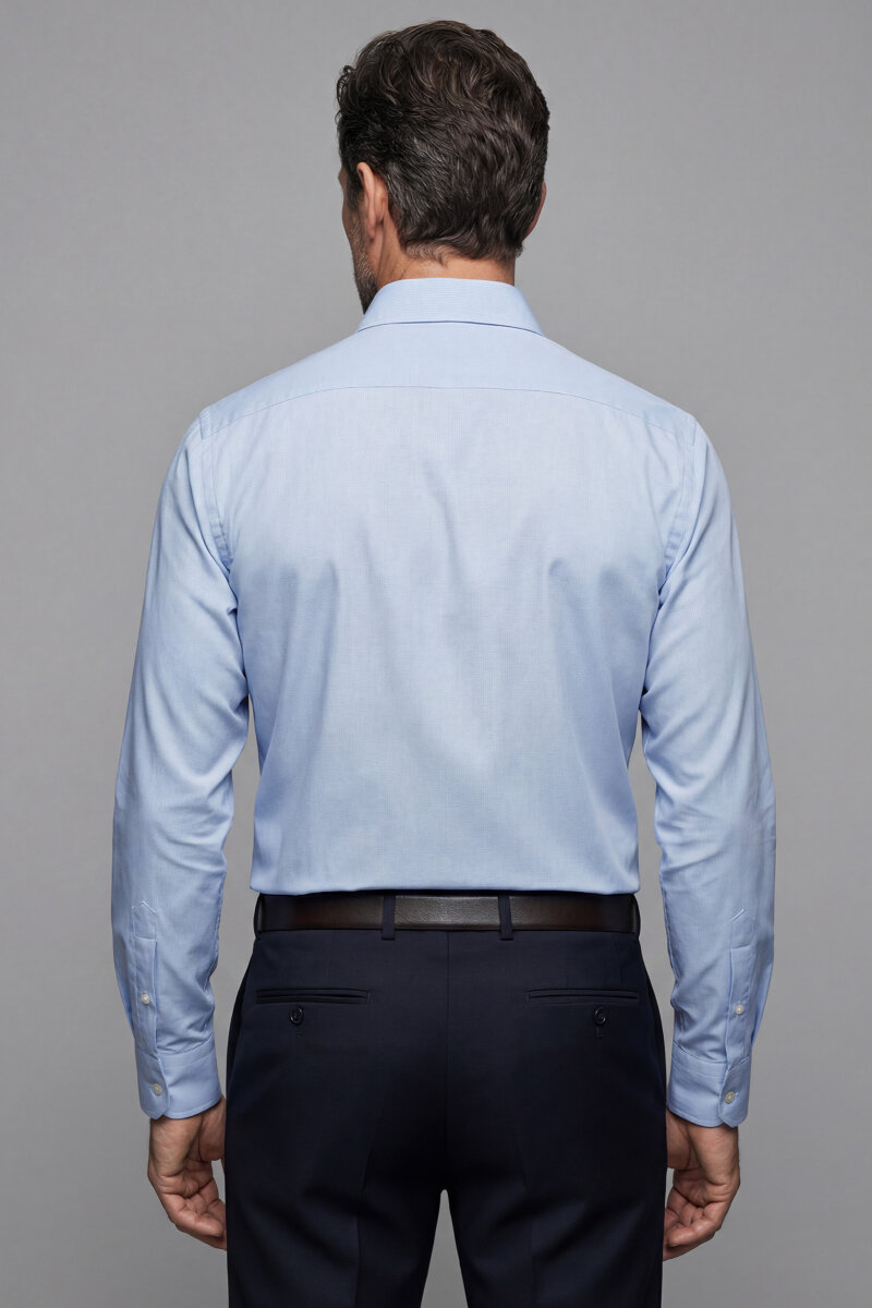 Regular Fit Klasik Erkek Pamuk Açık Mavi Gömlek - 2