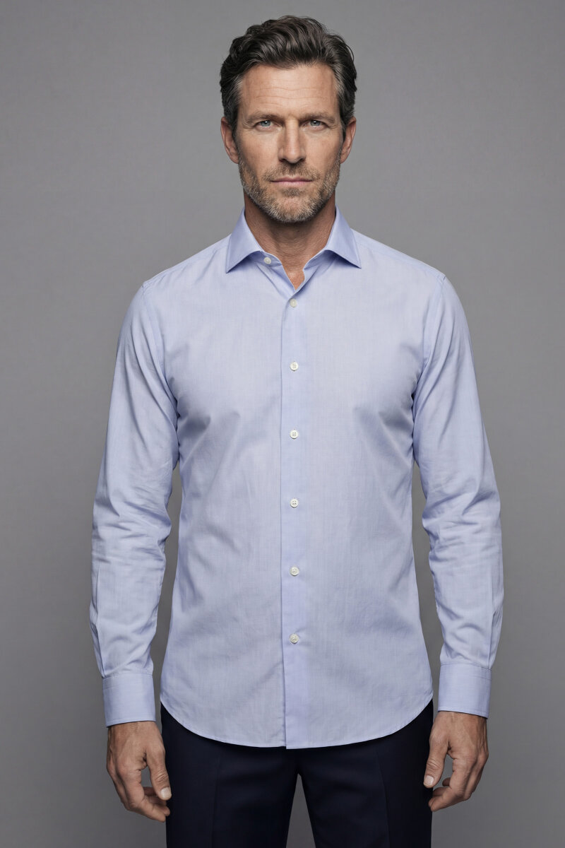 Regular Fit Klasik Erkek Pamuk Gri Gömlek - 1