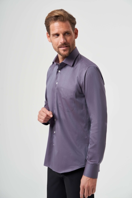 Regular Fit Klasik Füme Erkek Gömlek - 1