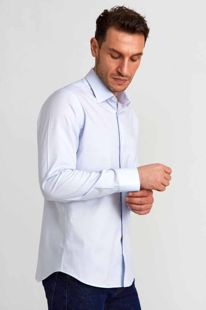 Regular Fit Klasik Gri Basic Erkek Gömlek - 5