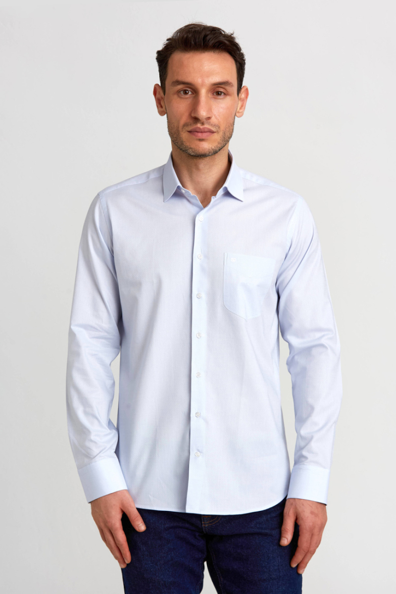 Regular Fit Klasik Gri Basic Erkek Gömlek - 1