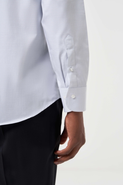 Regular Fit Klasik Gri Erkek Gömlek - 4