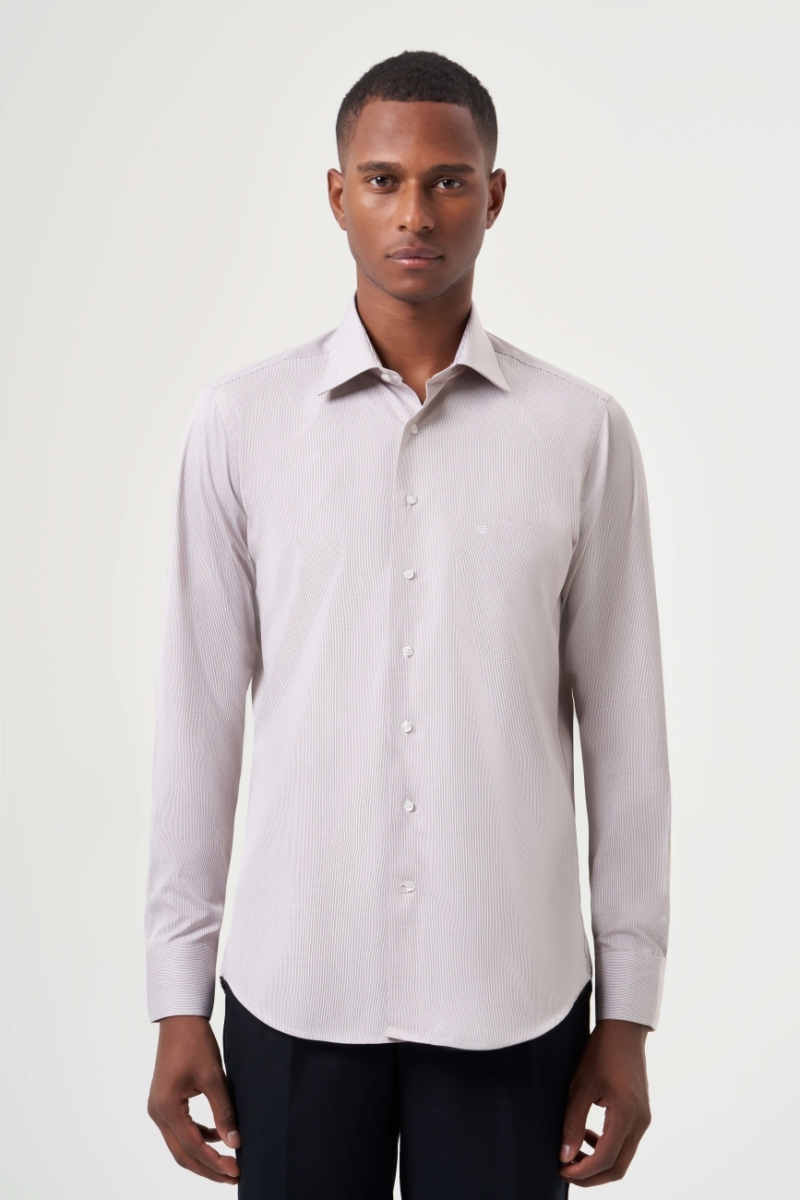 Regular Fit Klasik Kahve Erkek Gömlek - 1