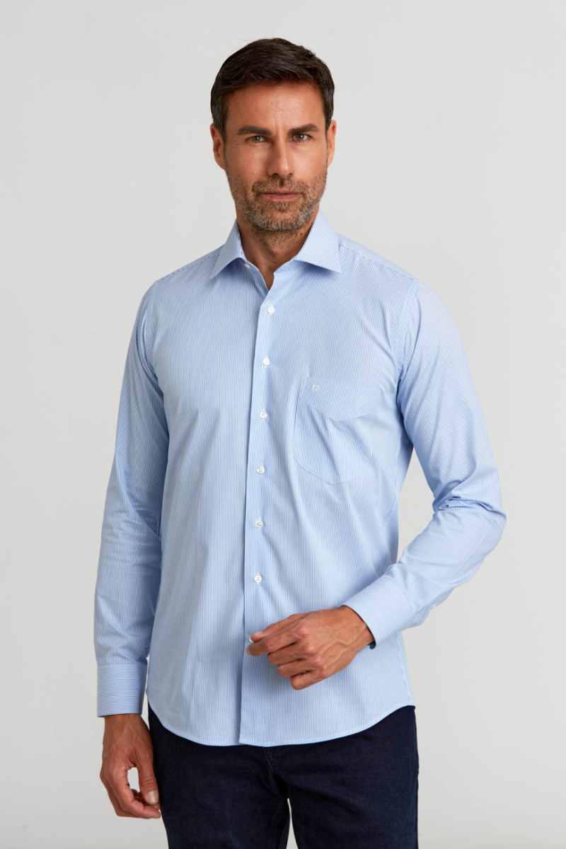 Regular Fit Klasik Mavi Erkek Gömlek - 3