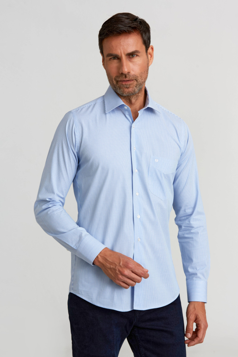 Regular Fit Klasik Mavi Erkek Gömlek - 1