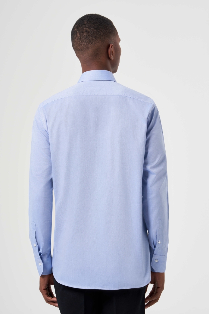 Regular Fit Klasik Mavi Oxford Erkek Gömlek - 2