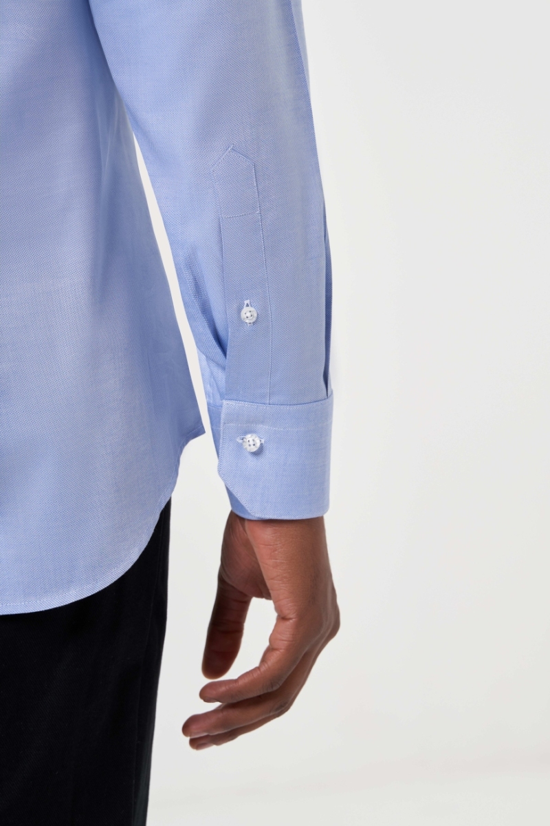 Regular Fit Klasik Mavi Oxford Erkek Gömlek - 4