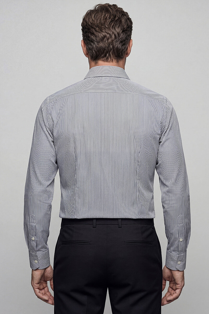 Regular Fit Klasik Pamuk Gri Erkek Gömlek - 2