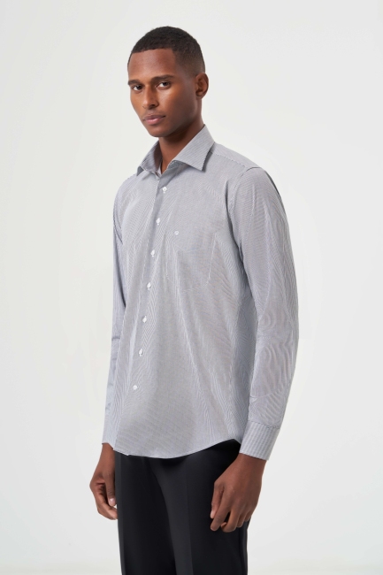 Regular Fit Klasik Siyah Erkek Gömlek 