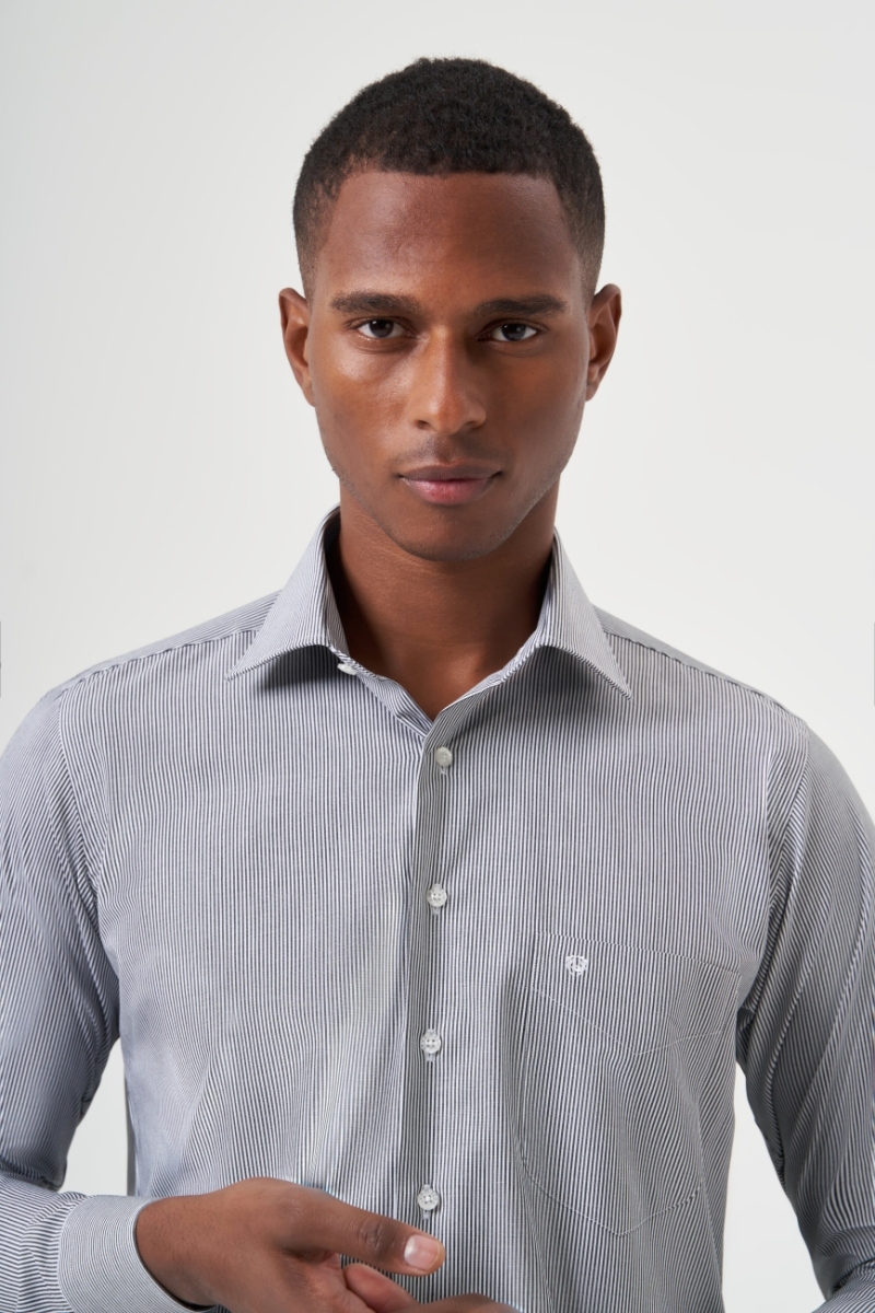 Regular Fit Klasik Siyah Erkek Gömlek - 5